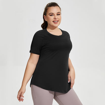 Plus Size Short Sleeve Yoga Shirt - Brinxx Couture