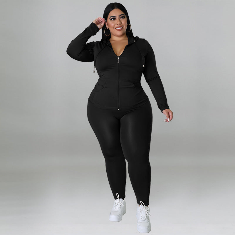 Plus Size Long Sleeve Sweat Suit - Brinxx Couture