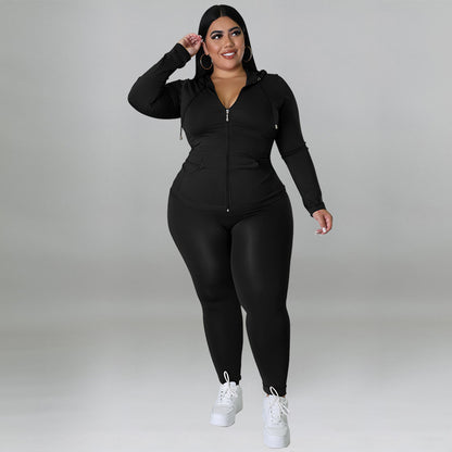 Plus Size Long Sleeve Sweat Suit - Brinxx Couture