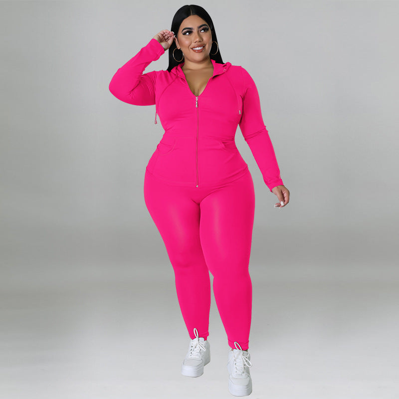 Plus Size Long Sleeve Sweat Suit - Brinxx Couture