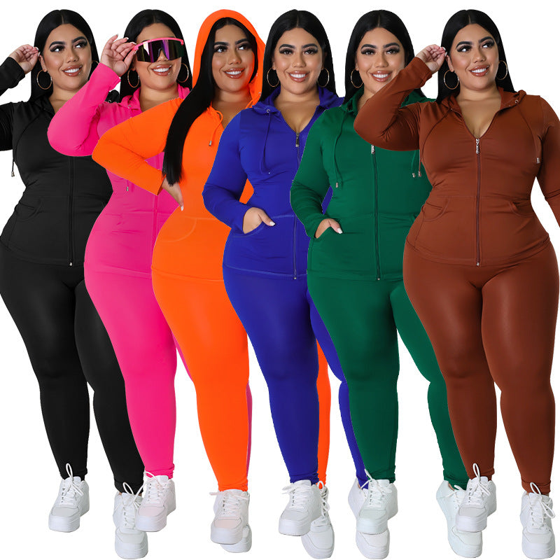 Plus Size Long Sleeve Sweat Suit - Brinxx Couture