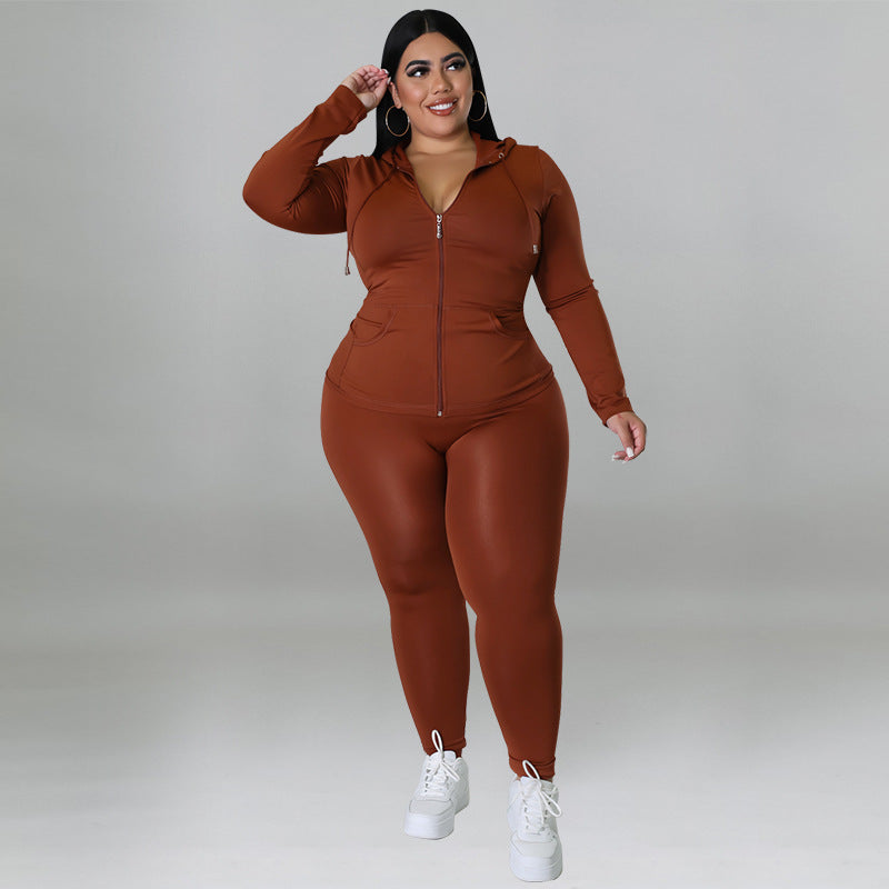 Plus Size Long Sleeve Sweat Suit - Brinxx Couture