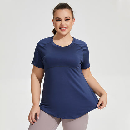 Plus Size Short Sleeve Yoga Shirt - Brinxx Couture