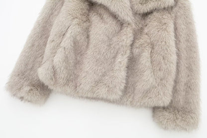 Faux Fur Large Collared Coat - Brinxx Couture