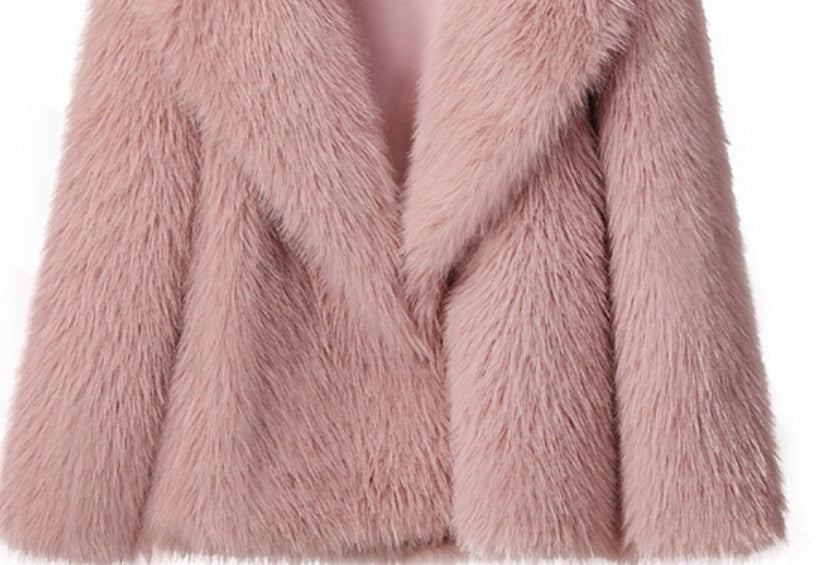 Faux Fur Large Collared Coat - Brinxx Couture