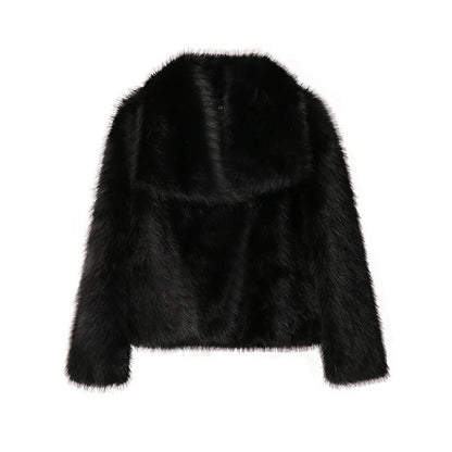 Faux Fur Large Collared Coat - Brinxx Couture