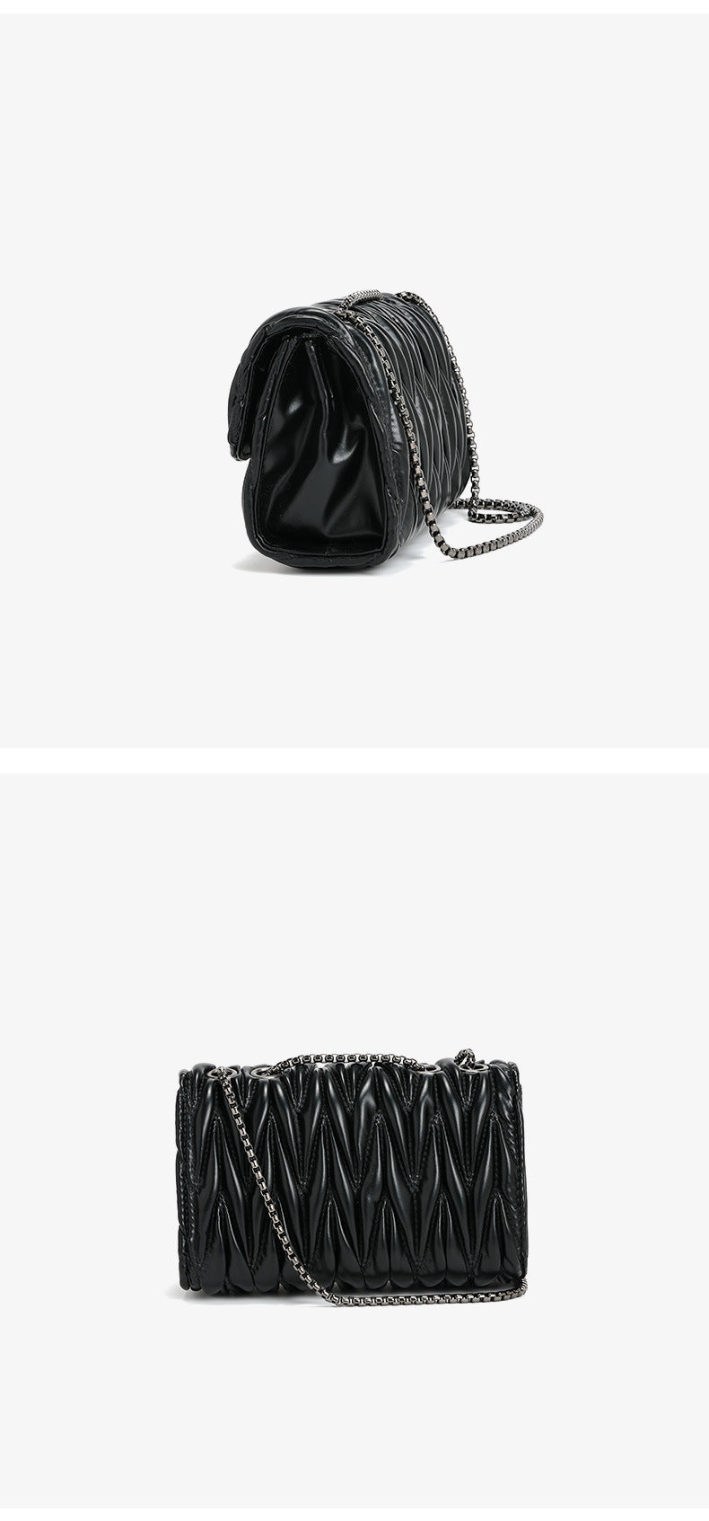 A stylish Pleated Chain Messenger Shoulder Bag for women. this piece adds a touch of elegance to your outfit - Brinxx Couture