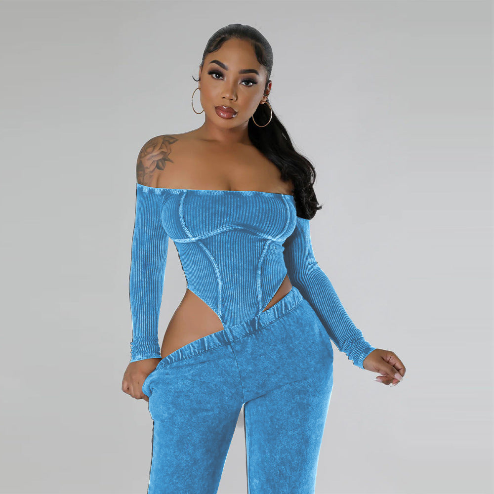 Off Shoulder Crop Top Pants Set - Brinxx Couture