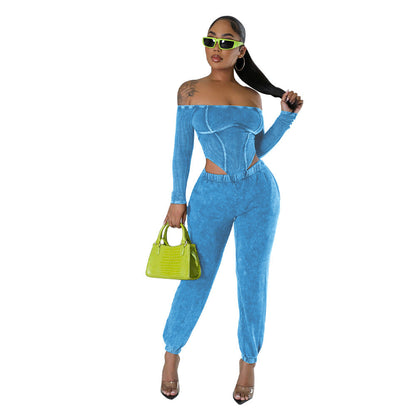 Off Shoulder Crop Top Pants Set - Brinxx Couture