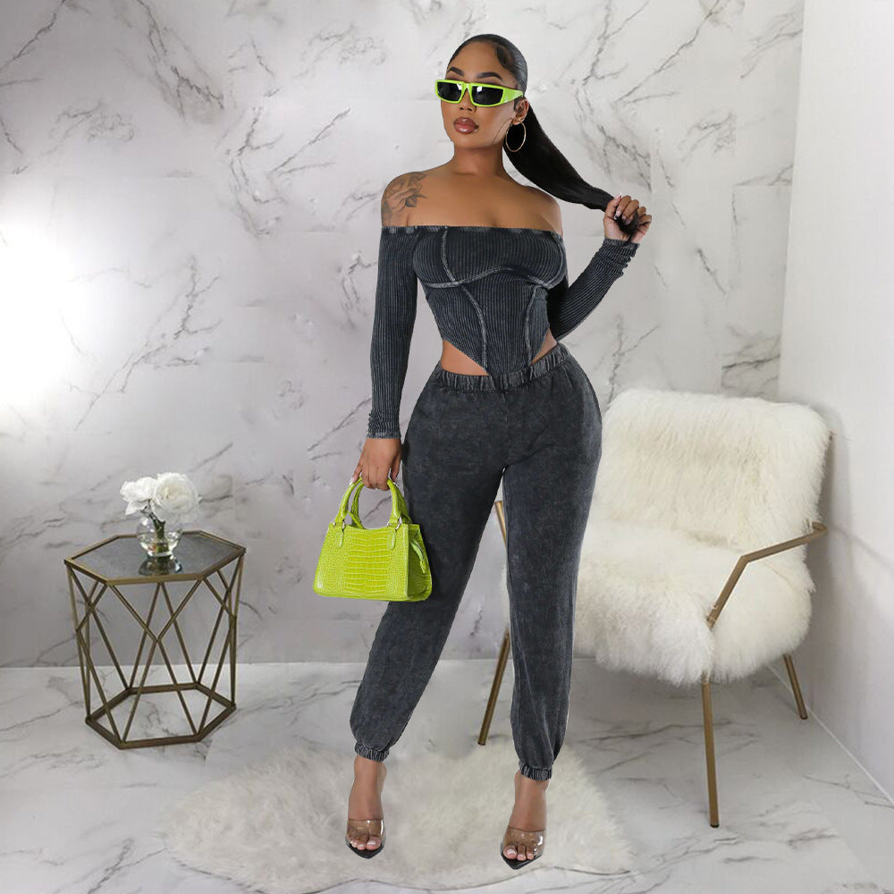 Off Shoulder Crop Top Pants Set - Brinxx Couture