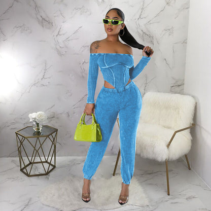 Off Shoulder Crop Top Pants Set - Brinxx Couture