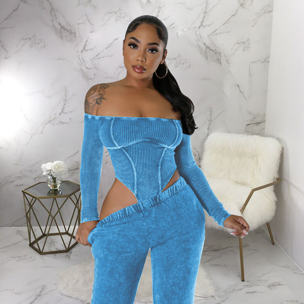 Off Shoulder Crop Top Pants Set - Brinxx Couture