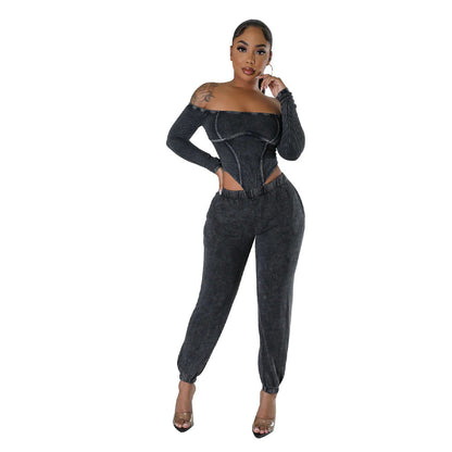 Off Shoulder Crop Top Pants Set - Brinxx Couture