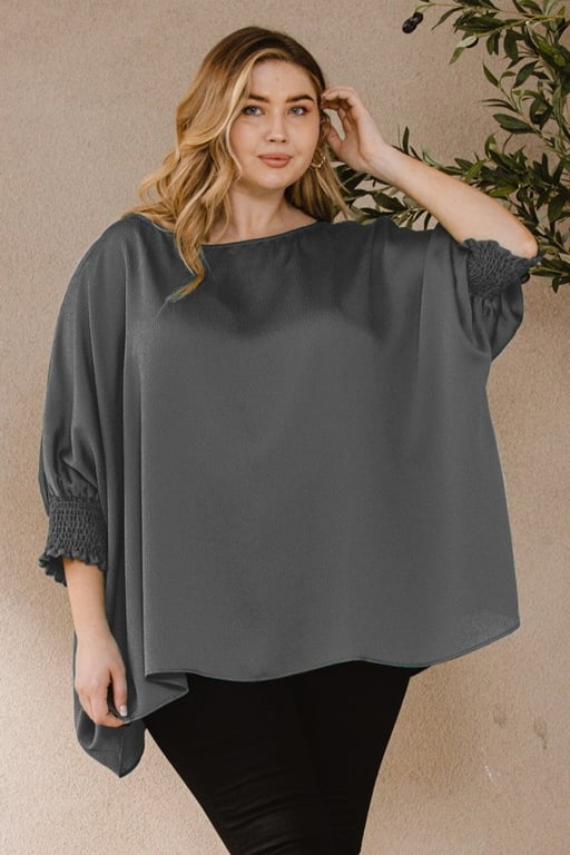 Oversized Boatneck 3/4 Sleeve Blouse - Brinxx Couture