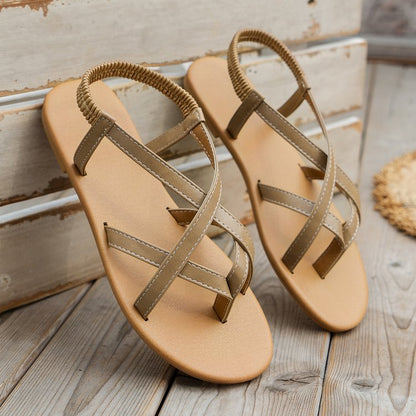 PU Leather Crisscross Flat Sandals - Brinxx Couture