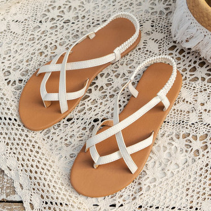 PU Leather Crisscross Flat Sandals - Brinxx Couture