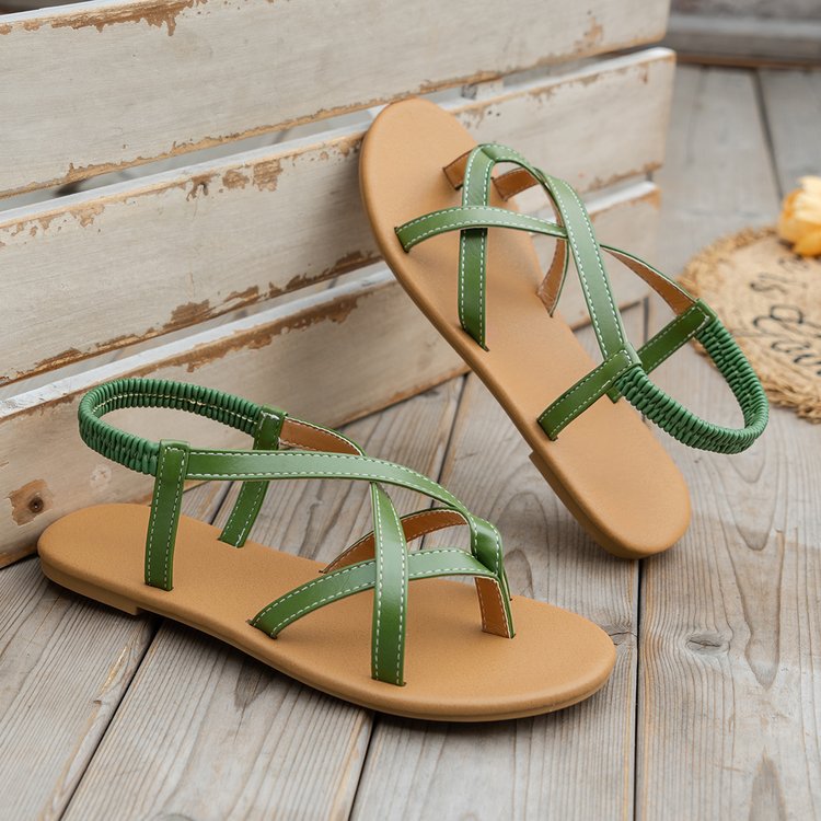 PU Leather Crisscross Flat Sandals - Brinxx Couture