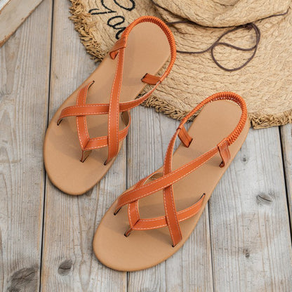 PU Leather Crisscross Flat Sandals - Brinxx Couture