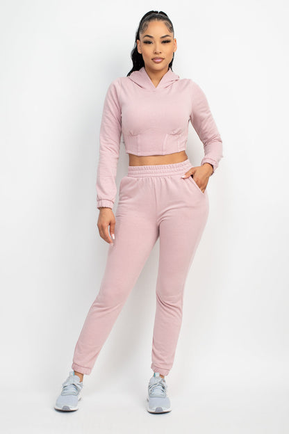 Pink Hooded Corset Top & Pants Set - Brinxx Couture