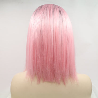 Pink Straight Lace Front Synthetic Wig 12" - Brinxx Couture