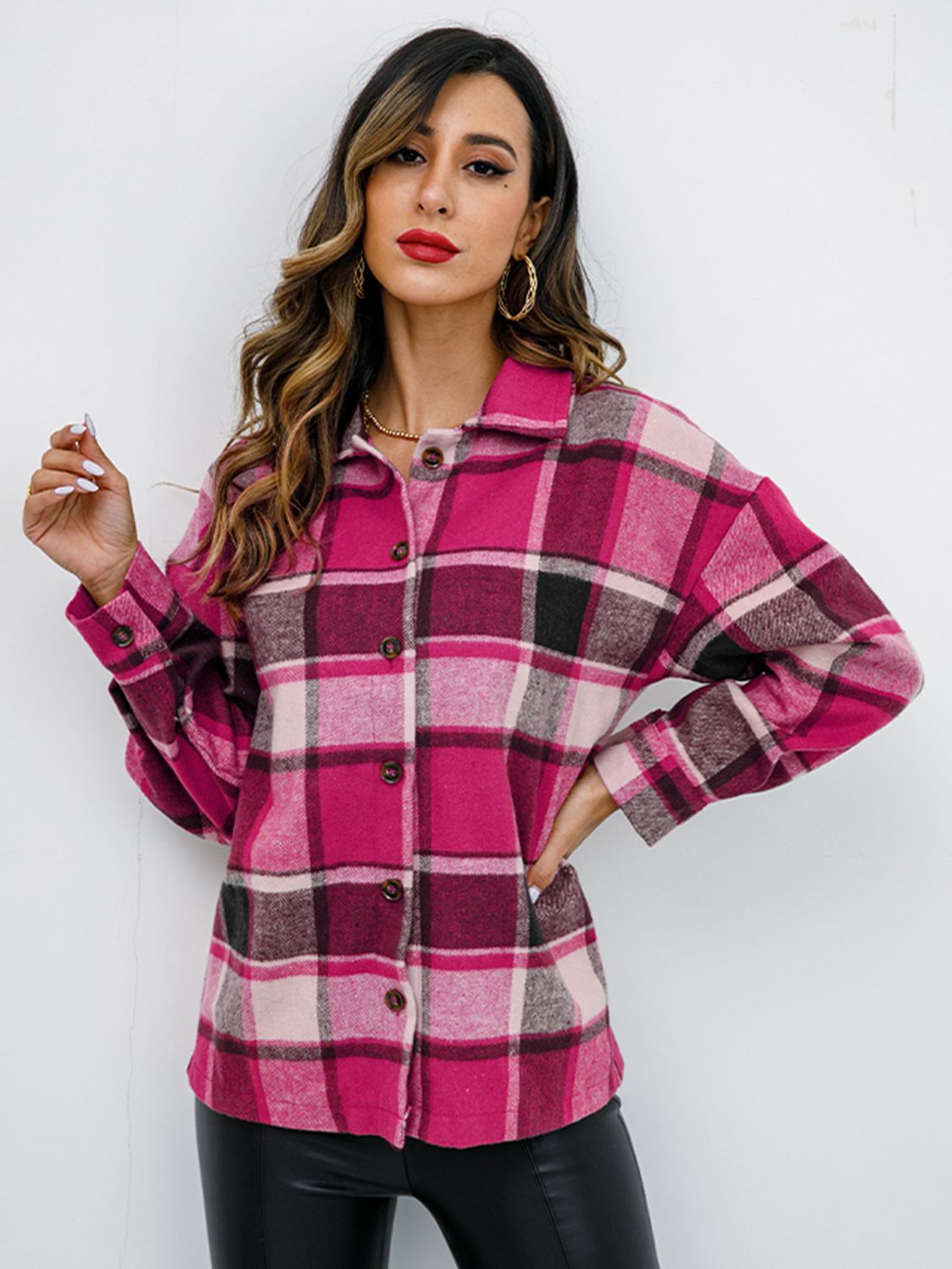 Plaid Button-Down Jacket - Brinxx Couture