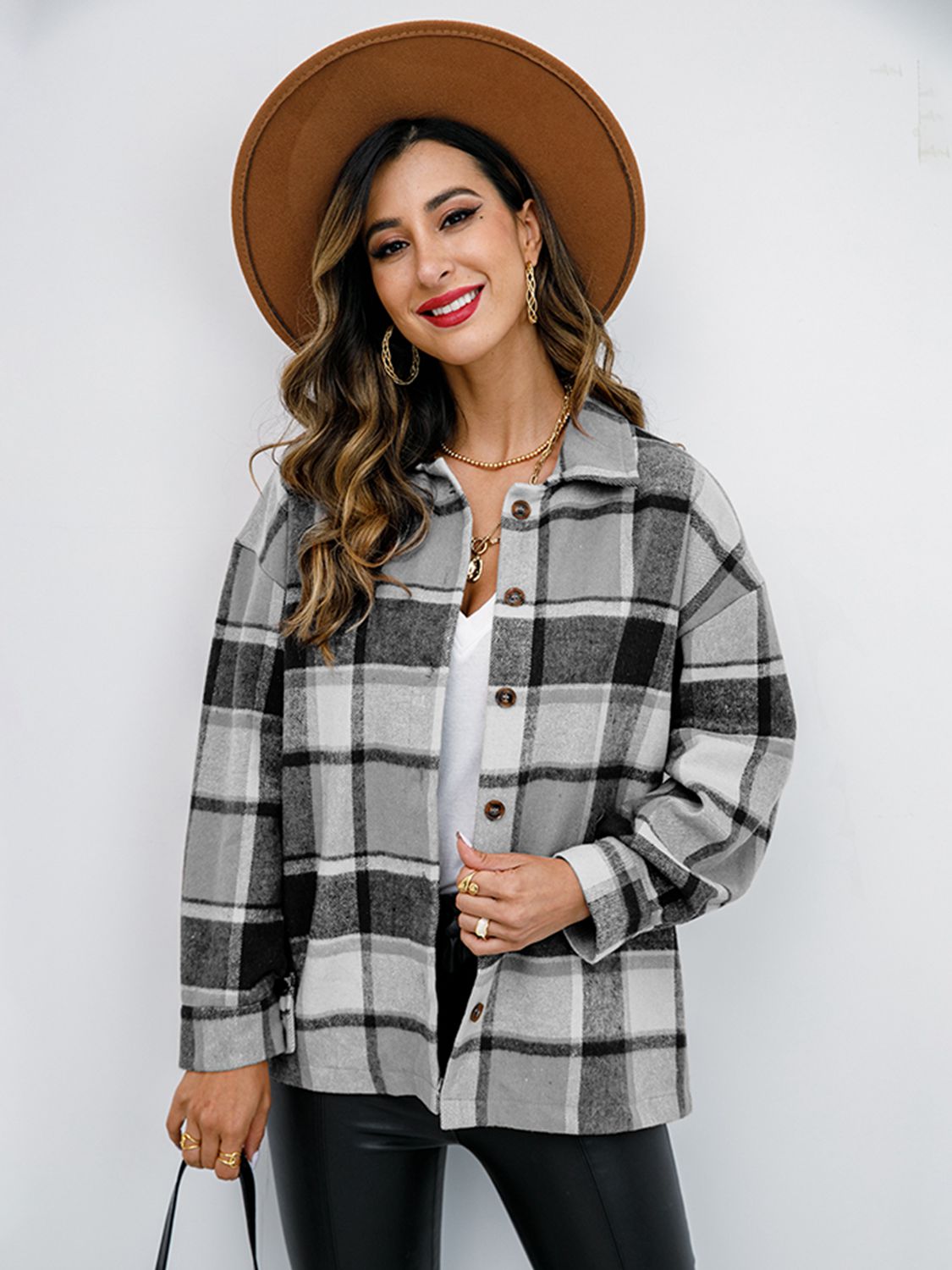 Plaid Button-Down Jacket - Brinxx Couture