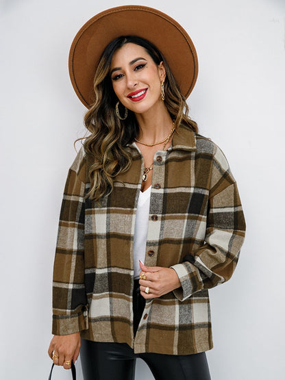 Plaid Button-Down Jacket - Brinxx Couture