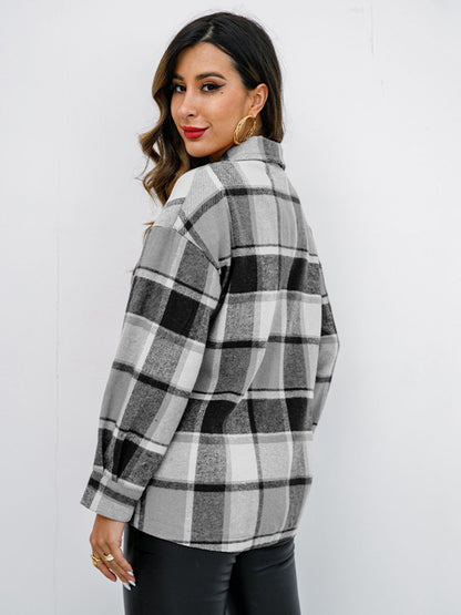 Plaid Button-Down Jacket - Brinxx Couture