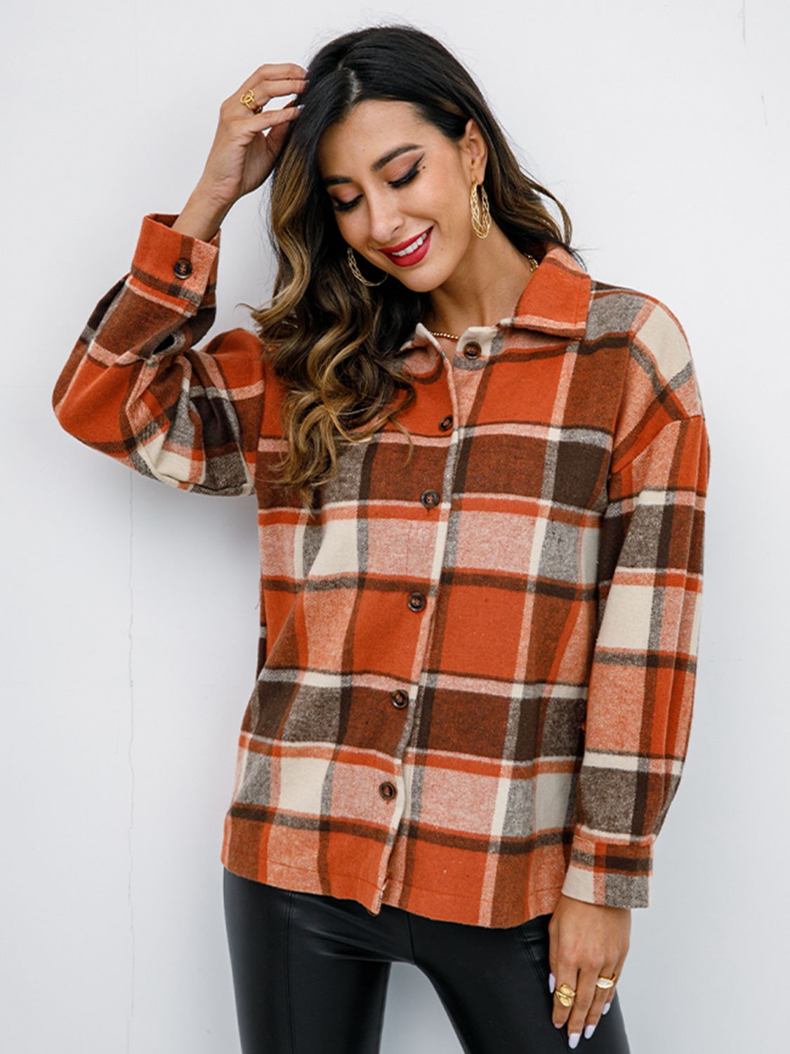 Plaid Button-Down Jacket - Brinxx Couture