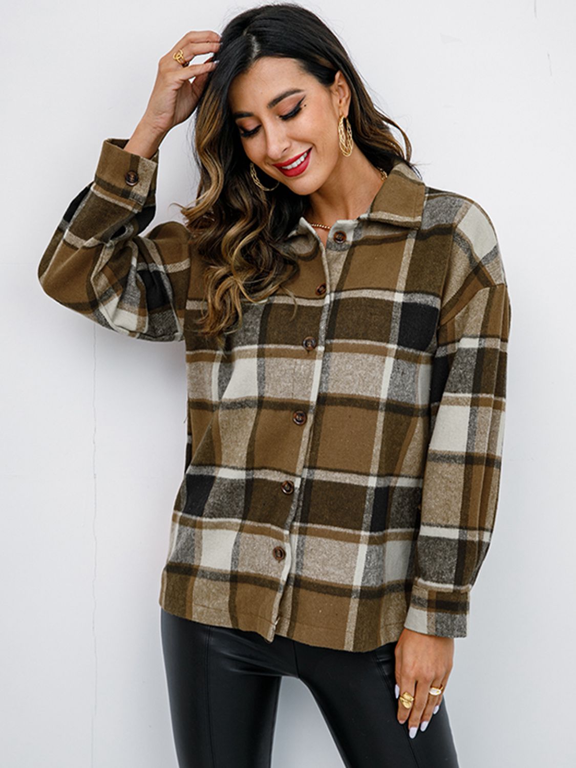 Plaid Button-Down Jacket - Brinxx Couture