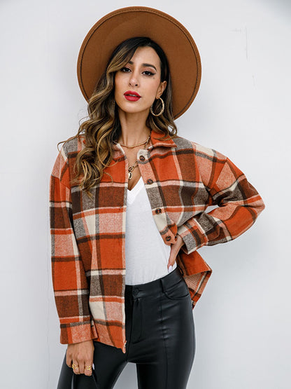 Plaid Button-Down Jacket - Brinxx Couture