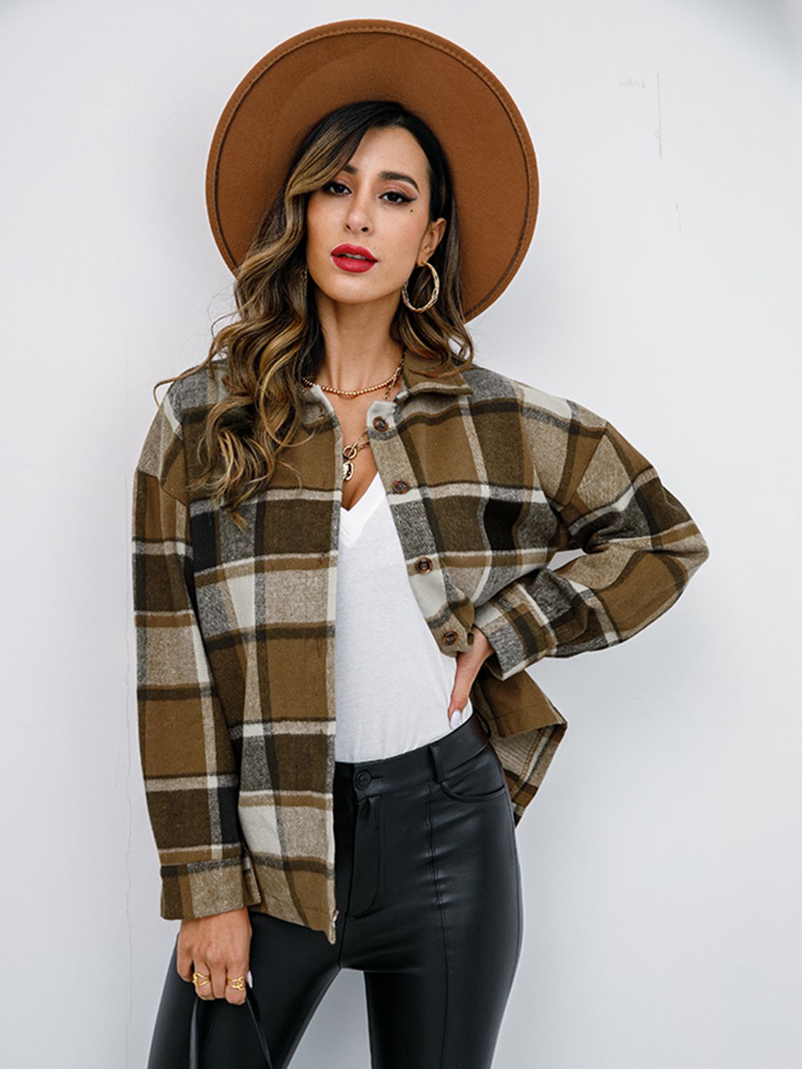 Plaid Button-Down Jacket - Brinxx Couture