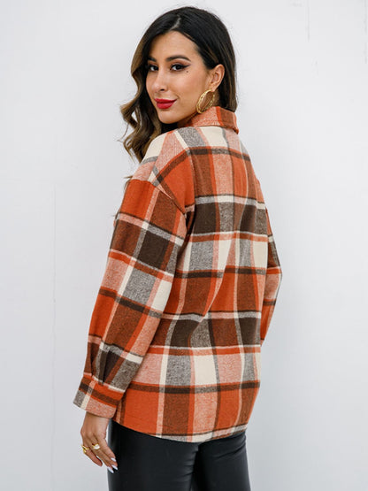 Plaid Button-Down Jacket - Brinxx Couture