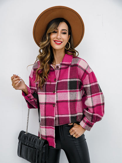 Plaid Button-Down Jacket - Brinxx Couture