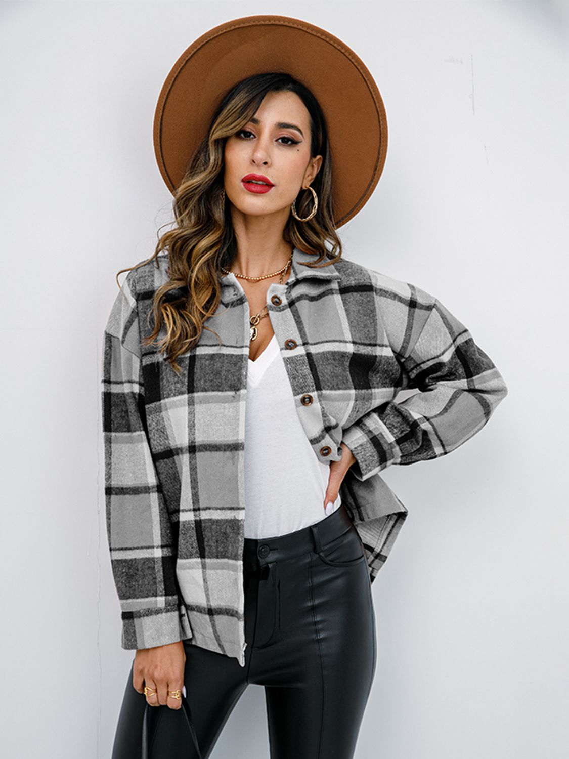 Plaid Button-Down Jacket - Brinxx Couture