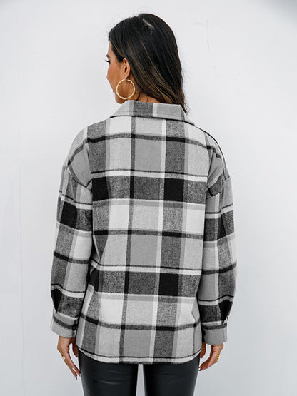 Plaid Button-Down Jacket - Brinxx Couture