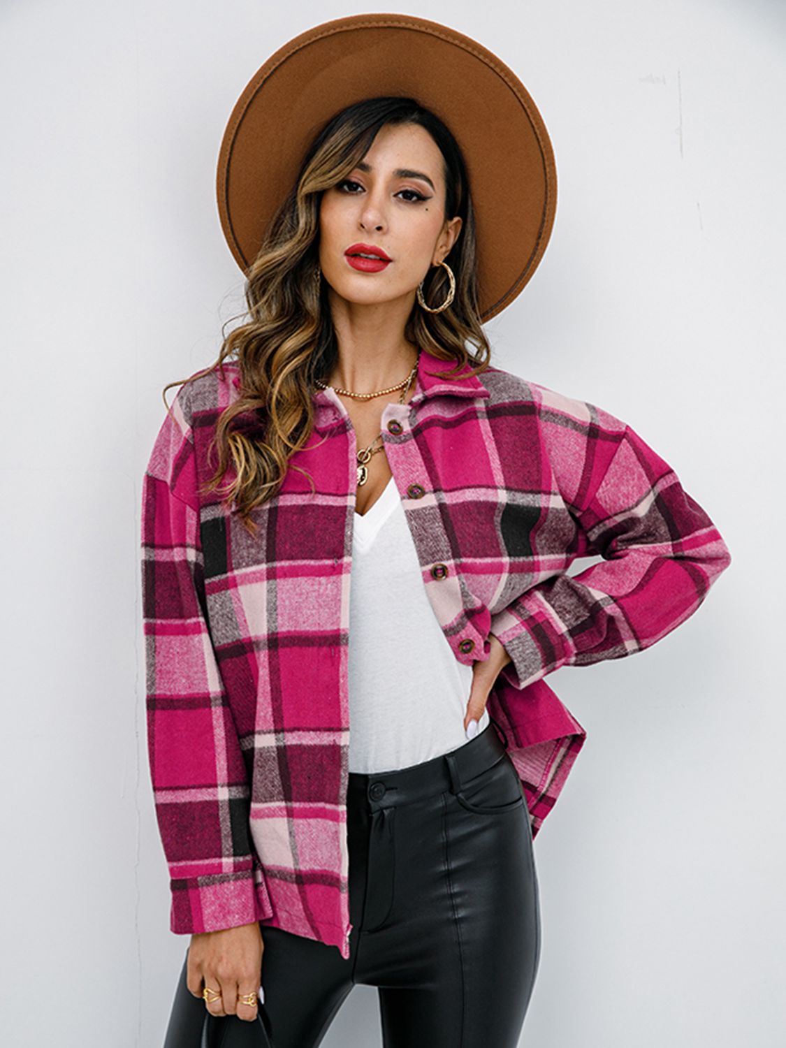 Plaid Button-Down Jacket - Brinxx Couture