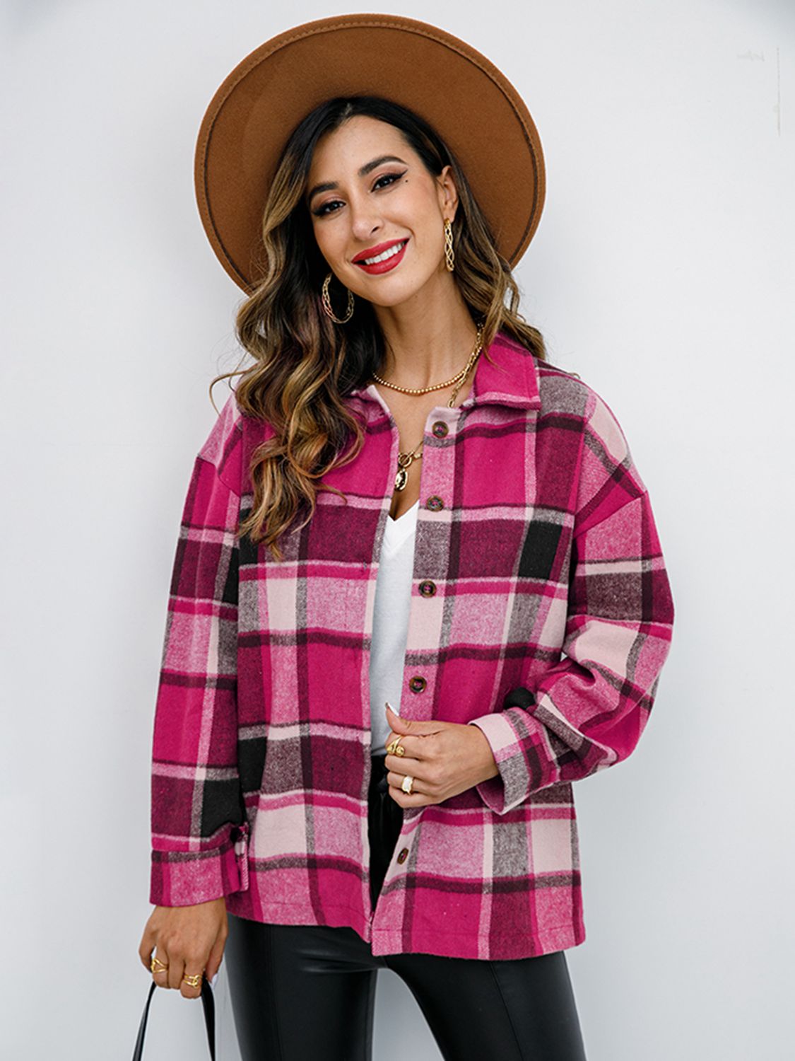 Plaid Button-Down Jacket - Brinxx Couture