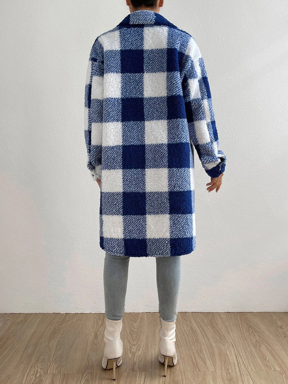 Plaid Collared Neck Button Down Coat - Brinxx Couture