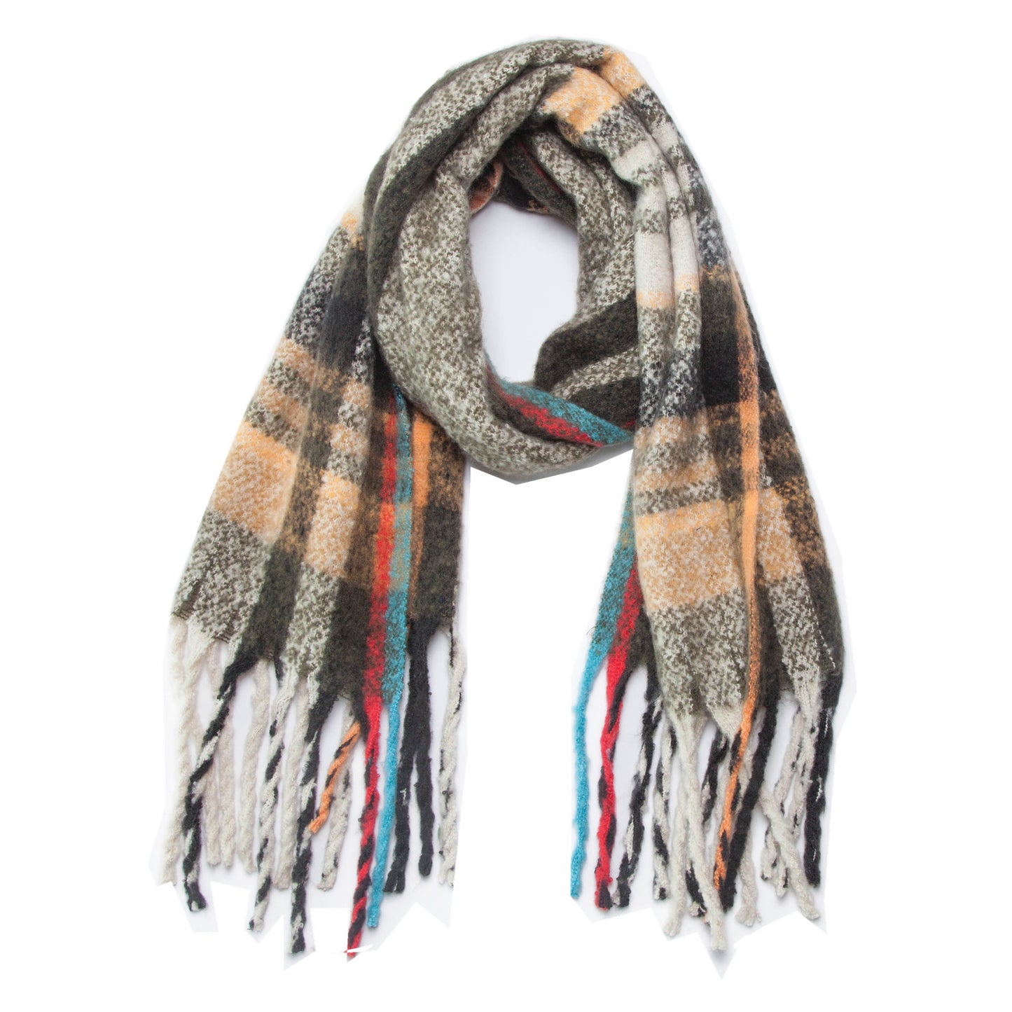 Plaid Tassel Scarf - Brinxx Couture