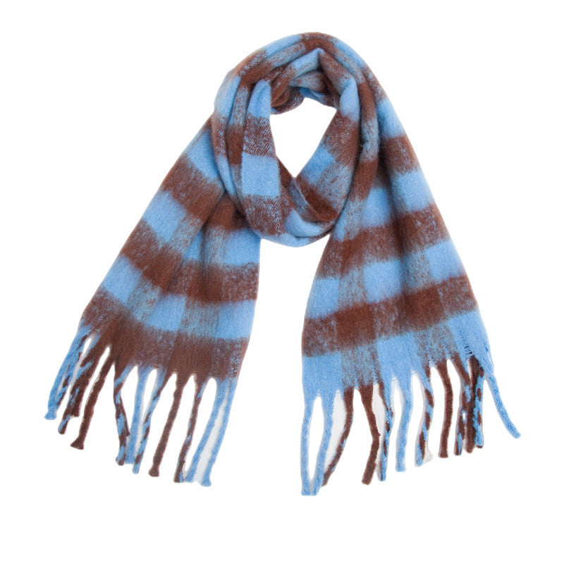 Plaid Thick Tassel Scarf - Brinxx Couture