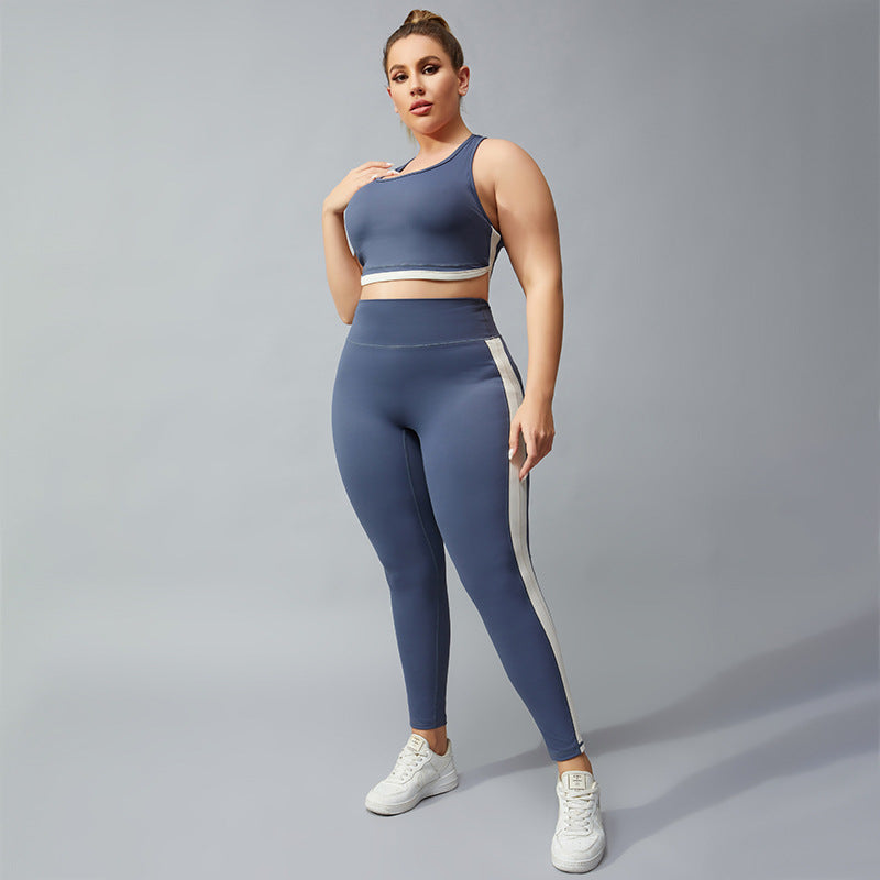 Plus Size Contrast Yoga Set - Brinxx Couture