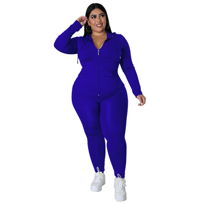 Plus Size Long Sleeve Sweat Suit - Brinxx Couture