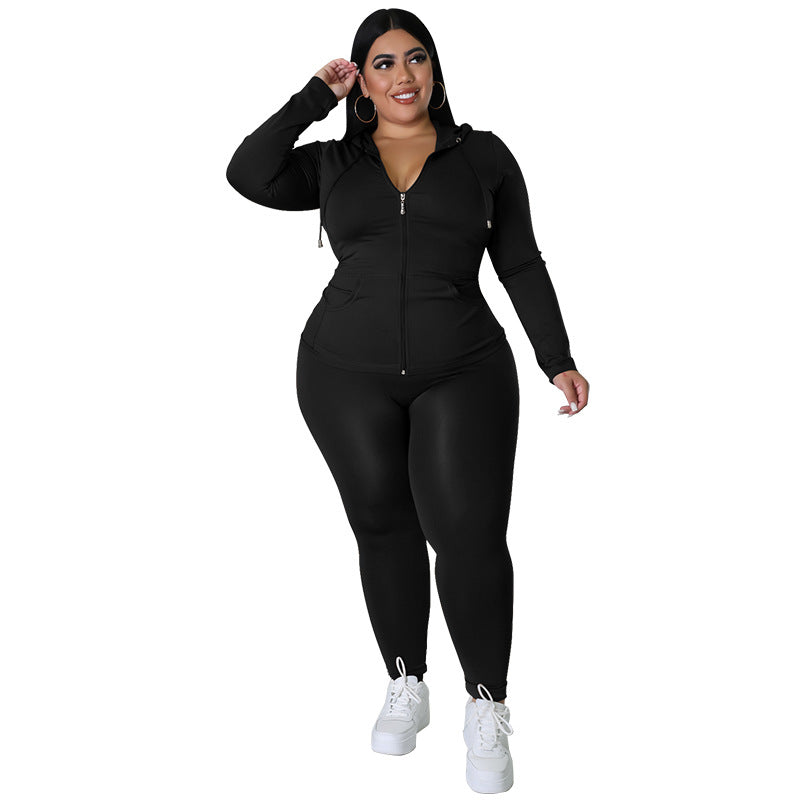 Plus Size Long Sleeve Sweat Suit - Brinxx Couture