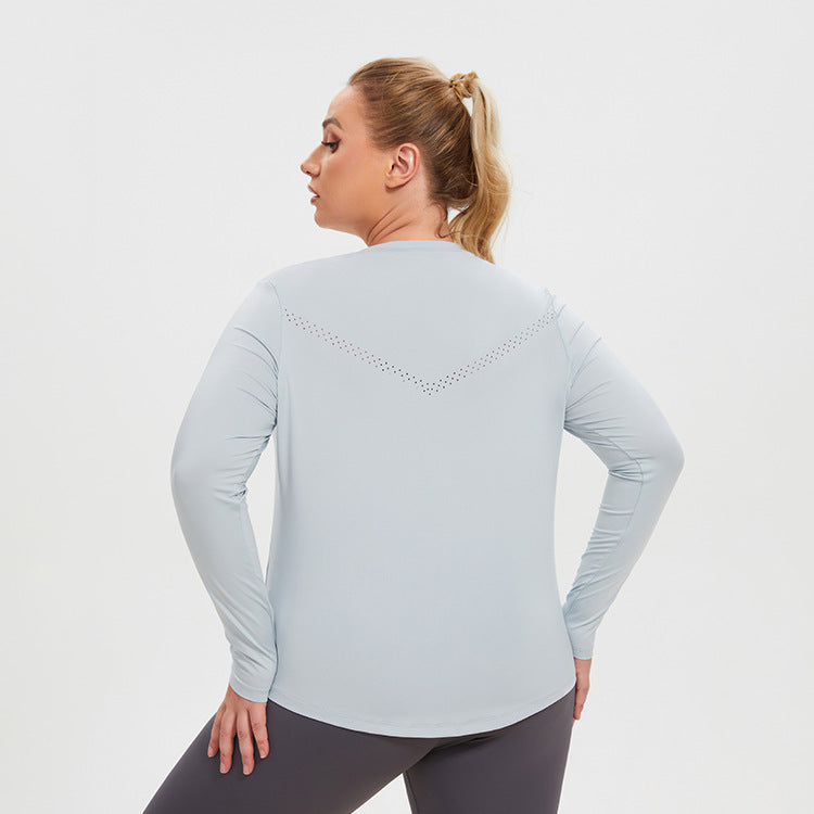 A stylish Plus Size Mesh Long Sleeved Quick Top for women. this piece adds a touch of elegance to your outfit - Brinxx Couture