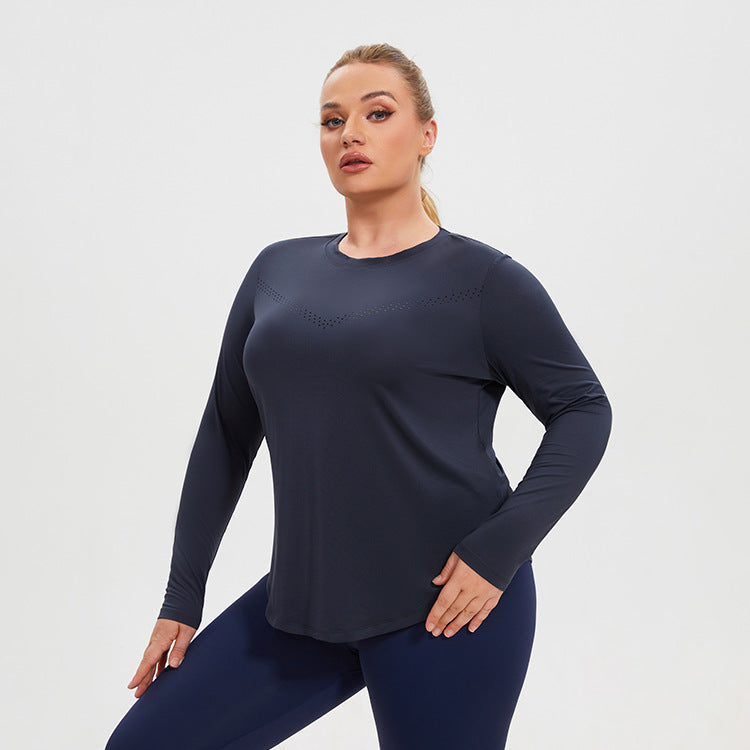 A stylish Plus Size Mesh Long Sleeved Quick Top for women. this piece adds a touch of elegance to your outfit - Brinxx Couture