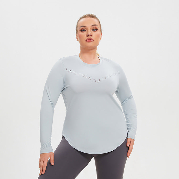 A stylish Plus Size Mesh Long Sleeved Quick Top for women. this piece adds a touch of elegance to your outfit - Brinxx Couture