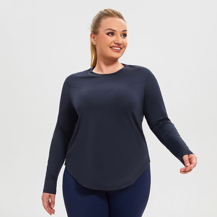 A stylish Plus Size Mesh Long Sleeved Quick Top for women. this piece adds a touch of elegance to your outfit - Brinxx Couture