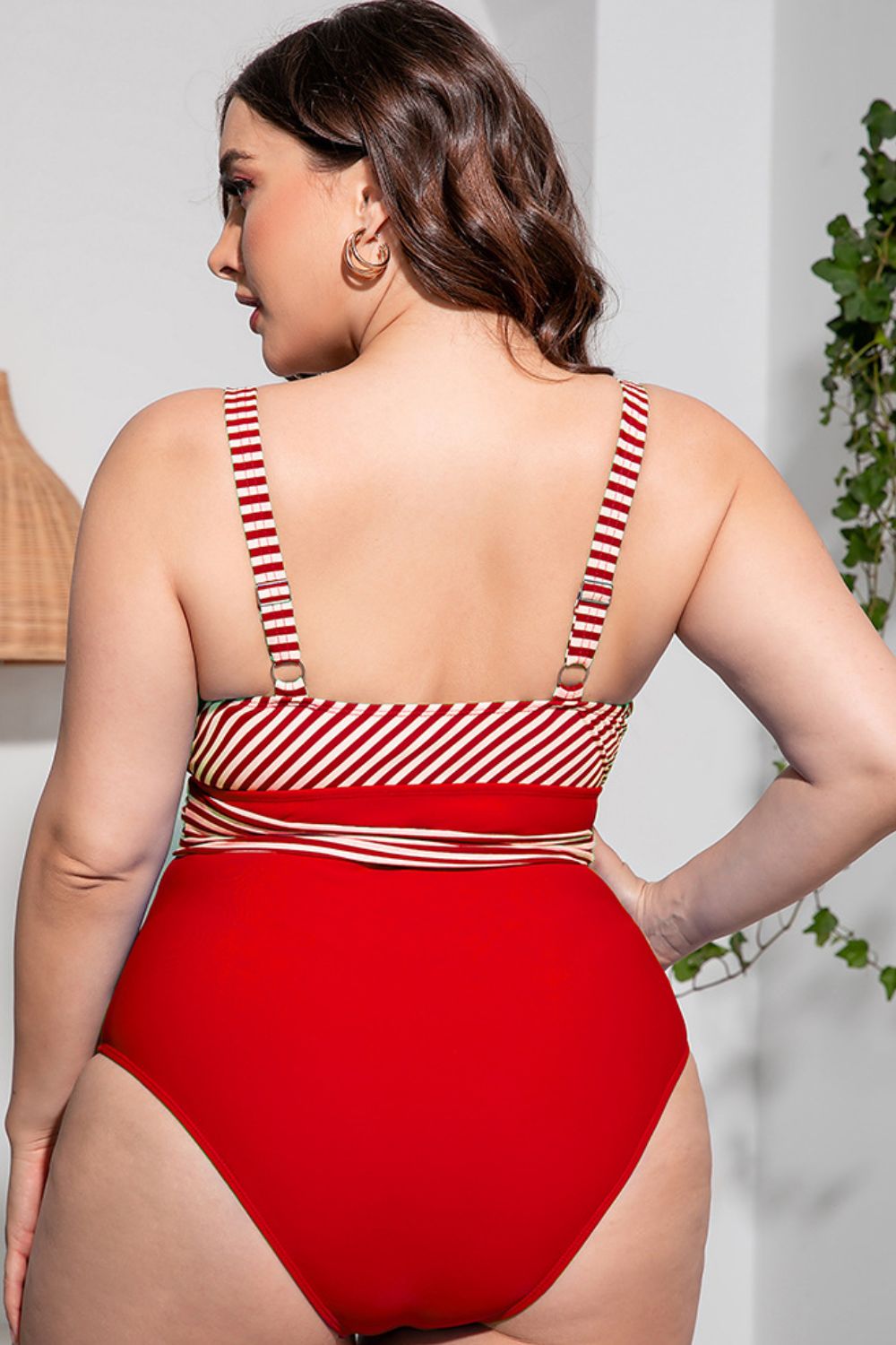 Plus Size One-Piece Swimsuit Striped - Brinxx Couture