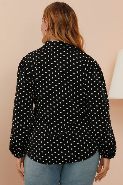 Plus Size Polka Dot Balloon Sleeve Shirt - Brinxx Couture